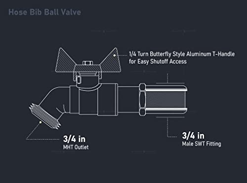 Image of Midline Valve Extended Street Hose Bib Boiler Drain, 3 /4'' SWT /Press, Brass (5 Pack)