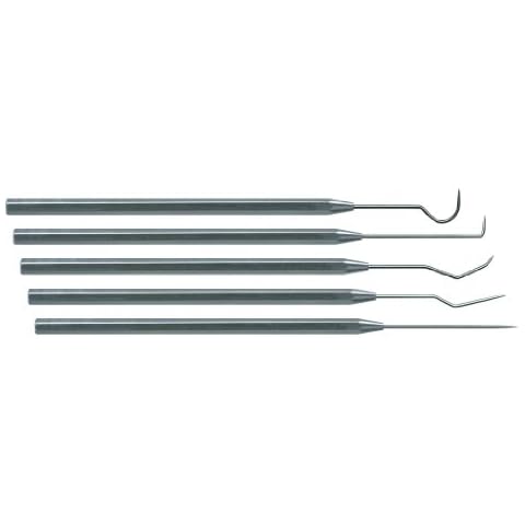 Moody Tools 55-0296 25mil 5-Piece Precision Probe Set: Straight, Single, Hook, Triple, and Long Double Cover