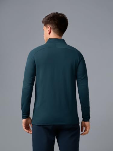 Image of TECHNOSPORT Men's Solid Quarter Zip Gym Slim Fit Active Sports T-Shirt with COTFLEX Full Sleeve Cotton Feel Polyester 4-Way Stretch Memory Fabric Lightweight Workout Running Training