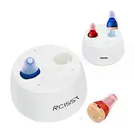 Hearing Aids for Seniors, Not Amplifier True OTC Hearing Aids for Adults with Noise Cancelling, Easy Volume Control with Invisible, Red Blue 1 Pair
