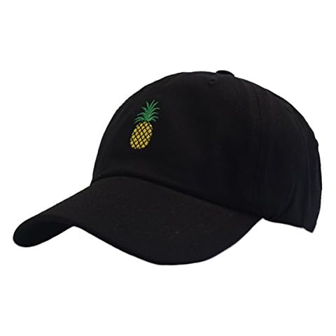 Himozoo Pineapple Embroidery Dad Hat Adjustable Cotton Baseball Cap for Men Womens (Black) Cover