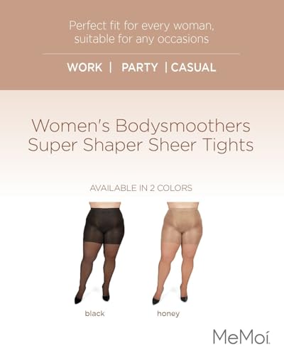Image of MeMoi Bodysmoothers Sheer Tights, Control Top Tights for Women, Breathable and Comfortable Shapewear