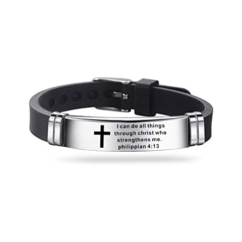 DWJSu Bible Verse Leather Bracelets Christian Cross Mens Leather Religious Inspired Inspirational Quotes On Bracelet For Guys Cover