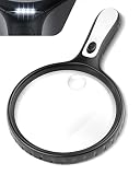 NZQXJXZ Large Magnifying Glass with Light 5.08'' Lens Handheld Magnifying Glass for Reading 3X 6X Li