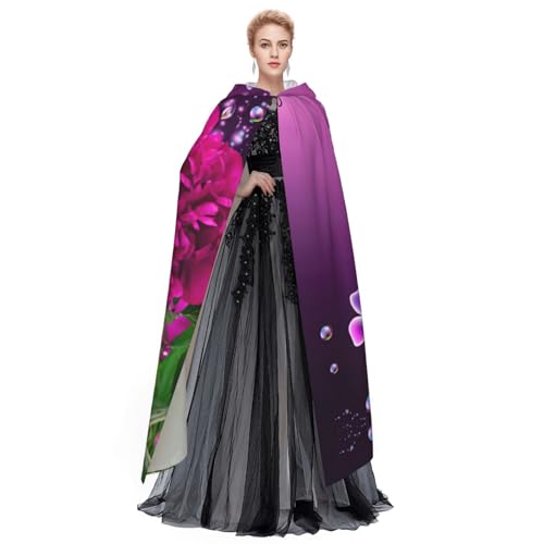 Cape violette durable EdWal avec capuche et imprimé fleuri chic - 3