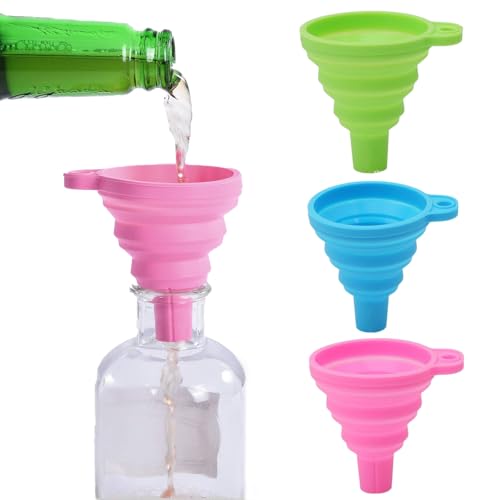 3Pcs funnels - rainbow colored small funnels - perfect for filling bottles and containers - kitchen funnel ideal for transferring liquids, powders