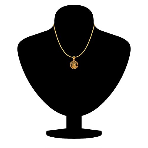 Exa Collection Laxmi Circle Plated Religious God Pendant with Chain