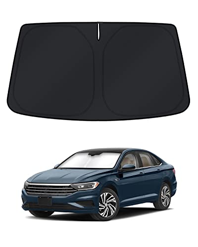 KUST Windshield Sun Shade for Volkswagen VW Jetta Accessories 2019-2024 2025 2026 Window Shade Sun Visor Cover Foldable Blocks UV Rays Keep Car Cooler