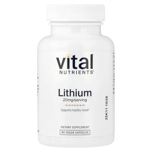 Vital Nutrients Lithium Orotate - Vegan Supplements for Memory State of Mind and Behavioral Health* - 20mg - Gluten Dairy Soy Free - 90 Capsules