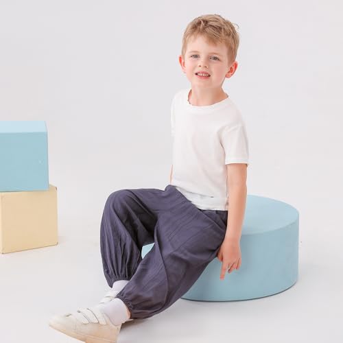 GFQLONG Baby Boys Girls Soft Summer Solid Color Hippie Harem Pants Elastic Waist Casual Trousers Cargo Long Bloomers3