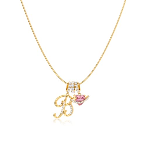 Robaice 14K�S�[���h���b�L�C�j�V�����l�b�N���X�A�s���N�v���l�b�g�n�[�g���^�[�y���_���g�A���E���h�w�����{�[���`�F�[���t���A�ϐF���Ȃ��W���G���[�M�t�g, 16'' + 2'' extender, ����, ��΂Ȃ�
