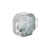 4 in. Octagon Box, Drawn, 1-1/2 in. Deep, Three 1/2 in. KO's & NMSC Clamps, Plaster Ears,Gray