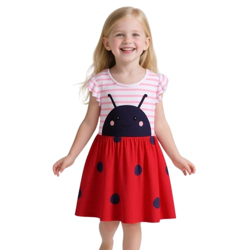 Image of HILEELANG Toddler Girl Cotton Casual Dress Summer Short Sleeve Basic Tunic Playwear Shirt Dresses