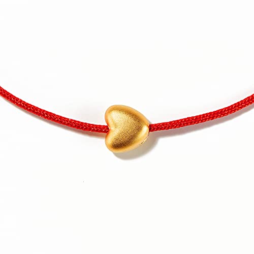 Gold Plated Shiny 6mm Heart Charm Red String Love Bracelet3