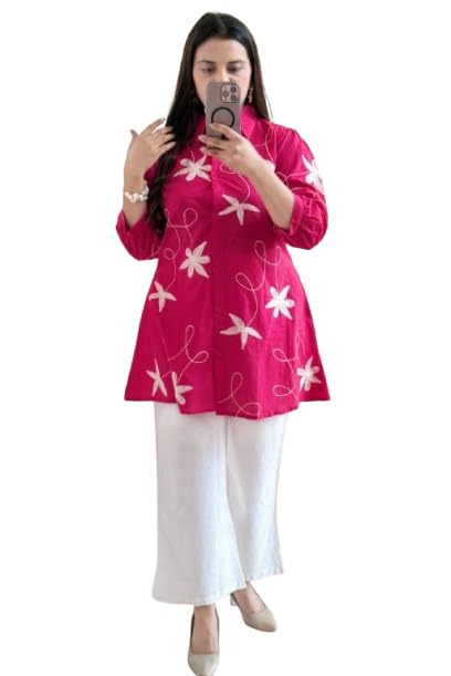 vasuprada Women's Floral Embroidered Rayon Kurta with Palazzo Set, Black, White Embroidery, A-Line, Available in S to 3XL-picture-25