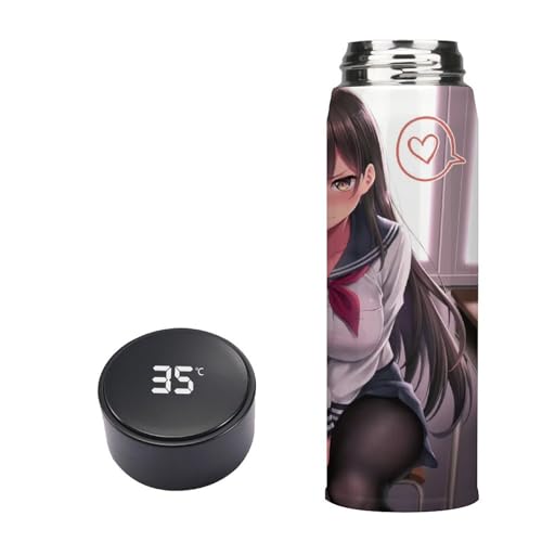 アニメ JK 女の子 水筒 LED温度表示 軽量 保温 直飲み 誕生日 保温する500ML 魔法瓶 大容量 水カップ コップ ウォーターボトル