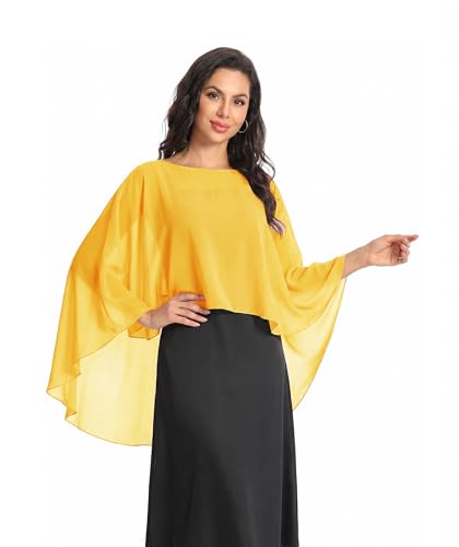 Image of Baoqiya Chiffon Capes Sheer Capelets Long Cape Poncho For Women Plus Size