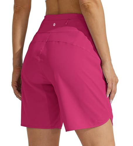 Image of Willit Women's 7 inch Athletic Running Shorts Long Workout Hiking Shorts Quick Dry High Waisted Active Zipper Pocket