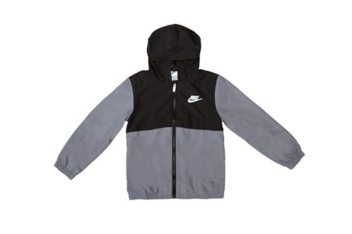 Nike Sportswear Light Weight Hooded Windrunner Full-Zip Jacket - Smoke Grey - Kids Size 4