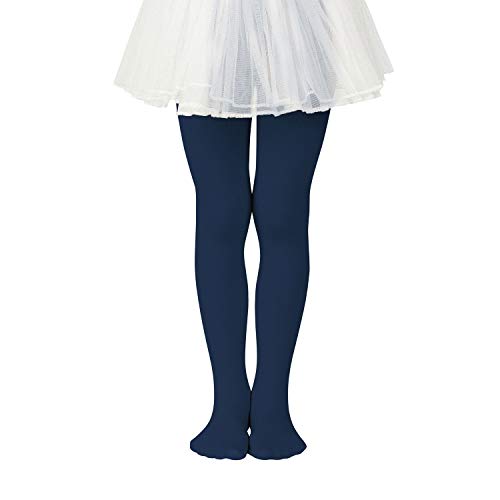 Zando Girls Ballet Tights Pro Ultra Soft Stretchy Dance Tights For Girls Durable Solid Footed Leggings Stockings for Big Girls Children Kid 1 Pack Navy Blue Medium (35.43 -43.31  3-6 Year)