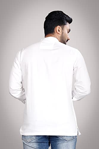 Image of Men's Cotton Regular Short Kurta | Casual & Ethnic Wear with Long Sleeve
