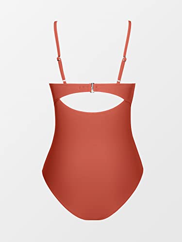 Cupshe One Piece Swimsuit For Women Bathing Suits Twist Front Cutout Adjustable Straps Ruched Swimwear Xl,Mecca Orange #TOP4