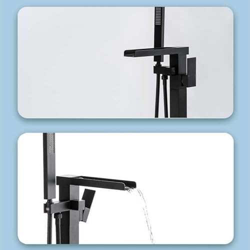 Robinet mitigeur de douche sur pied noir mat cascade 2 fonctions monocommande - 7