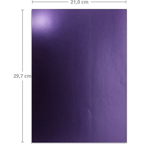 Metallic paper DIN A4 21.0 x 29.7 cm - Purple Metallic - 15 pieces - glossy craft paper 90 g m² - White back - for invitations weddings - Image 3