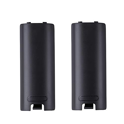 Image of Trenro Wii Remote Controller Battery Cover, 2 Pack Back Cover Replacement for Nintendo Wii /Wii U Remote -Black