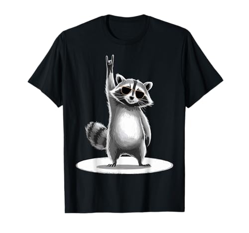 Retro Raccoon Rock Music Funny Raccoon Rocker Rock On T-Shirt