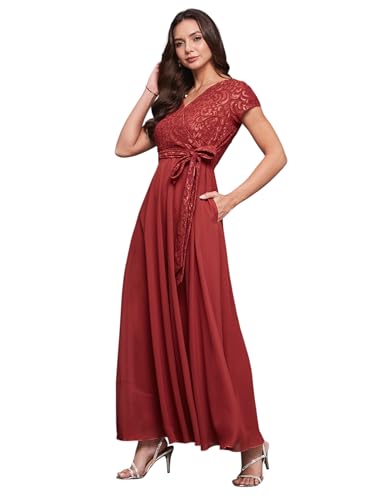 Image of Miss Chase Women's Floral Printed Relaxed Fit V-Neck 3 /4th Sleeve Maxi Dress