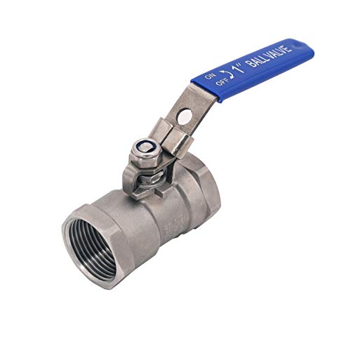 SHYOKO 304 Stainless Steel Ball Valve 1 inch, 1-Piece NOT Full Port 1000 WOG, NPT Connection for Water, Oil, and Gas with Blue Locking Handles