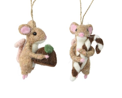 Kaemingk Christbaumschmuck Maus Wolle 9cm - Figur zum Aufhängen - 1...