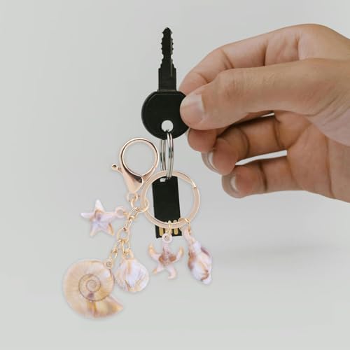 Image of Keychain, Bag Charms for Womens Handbags, Personalized Keyring, Beach Vacation Shell Keychain - Starfish Conch Pendant, Creative Ocean Charm for Bags, Summer Gift for Ocean Lovers