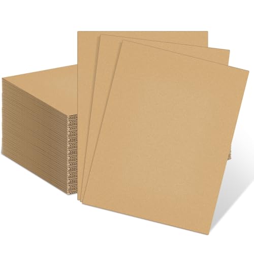 Image of Henoyso 60 Pack 11 x 8.5 Inch Corrugated Cardboard Sheets Flat Cardboard Sheets Packaging Inserts Flat Square Inserts Squares Separators for Shipping Packing Mailing Crafts(Brown)