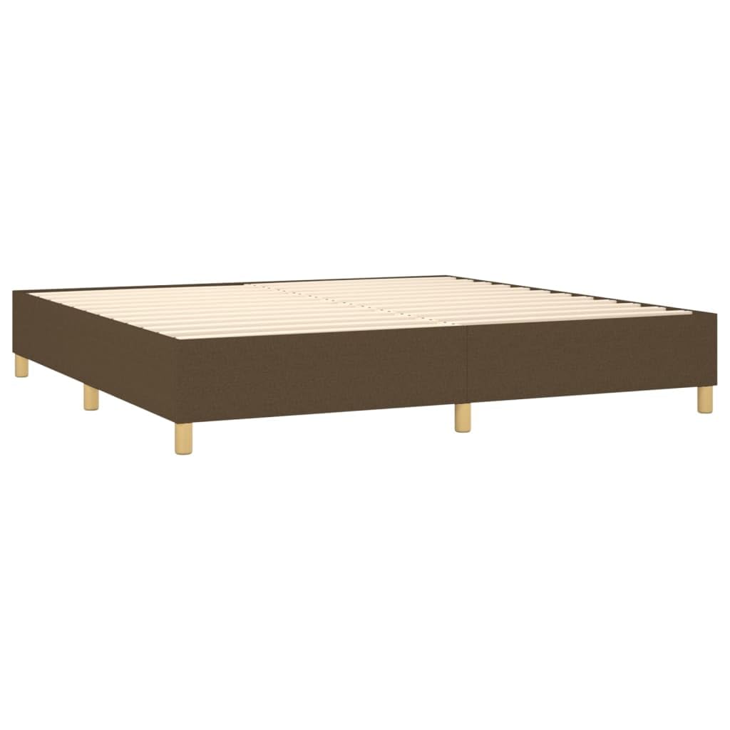 Tkanina z regulowanym zagłówkiem Kontynentalne Brąz 200x200 cm | Łóżko kontynentalne z materacem 200x200 cm brązowe tkanina z regulowanym zagłówkiem i ławką
