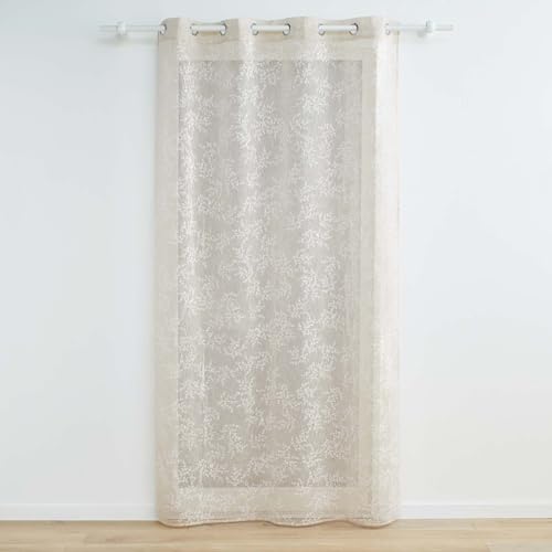 Douceur d'Intérieur, Voilage à Oeillets (140 x 240 cm) Karla Taupe, Voile Tissé Appliqué