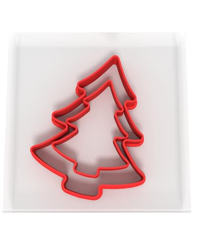 Custom Cutters Chistmas Tree Shape Cookie Cutters | Set of 2 Plastic Cutters for Baking, Fondant, Clay, Pastry, Icing, Jewellery (5CM + 8CM)