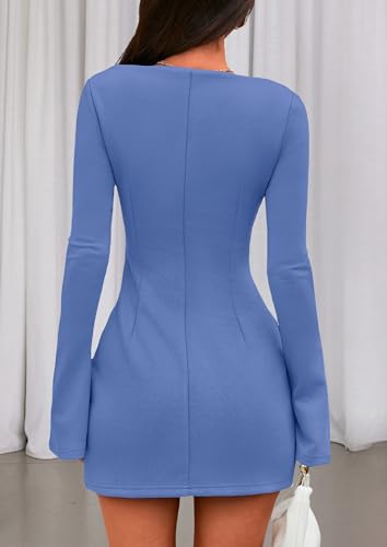 Image of PRETTYGARDEN Womens Fall Long Sleeve Mini Dress 2025 Trendy Boat Neck Bodycon Knit Elegant Short Party Formal Dresses