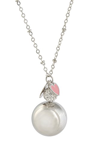 Argentoè Bola de grossesse Mexicaine rhodiée avec strass, avec collier de 100 cm - Cur Rose