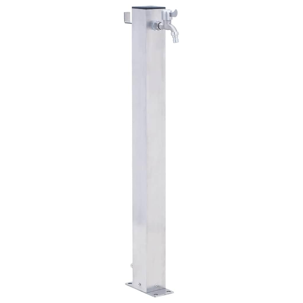 vidaXL Garden Water Column, Water Fountain for Patio Yard, Standing Faucet for Irrigation Washing, Floor Mounted Water Tap, Stainless Steel Square