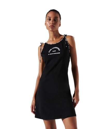 KARL LAGERFELD Mujer Logo Short Beach Dress Negro XXL
