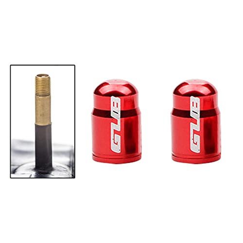 Par de tapas para válvula de neumáticos de bicicleta en aleación de aluminio para válvulas Presta French/Schrader American, cubiertas ultraligeras para polvo para neumáticos de montaña y carretera, color rojo miniatura 5