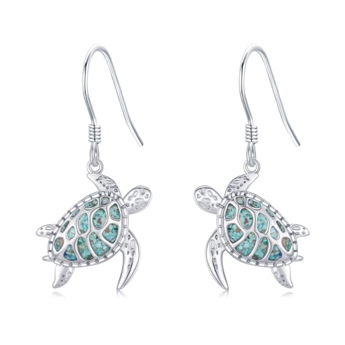 Ocean Earrings 925 Sterling Silver Turquoise Sea Animal Dangle Drop Earrings Beach Themed Jewelry Gifts for Women Girls