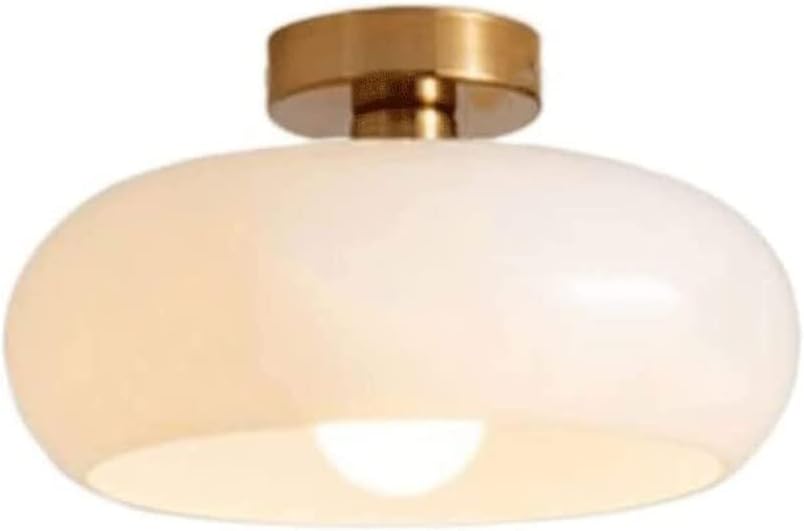 Round Mini Glass Lampshade Ceiling Light - E27 Flush Mount Fixture for Bedroom and Decorative Lighting(White)