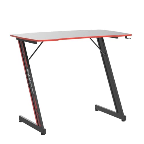 Image of Gmaing Desk 35.4in PC Computer Desk, Blue Ergonomic Gaming Table Z Shaped Gaming Workstation with Headphone Hook for Home Office