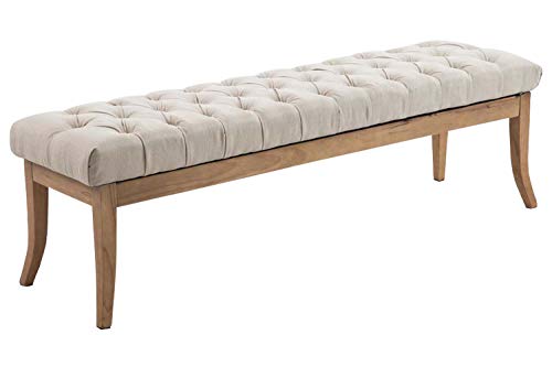 CLP Sitzbank Ramses mit hochwertiger Polsterung und Stoffbezug I Bank mit antik-Hellen Holzbeinen I Holzbank mit Einer Sitzhöhe von: 46 cm, Farbe:Creme, Größe:150 cm Cover