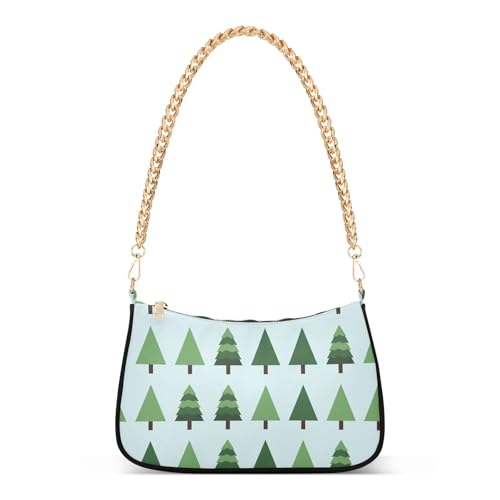 Sac à main tendance pour femme aux motifs arbres de Noël bleu clair et vert