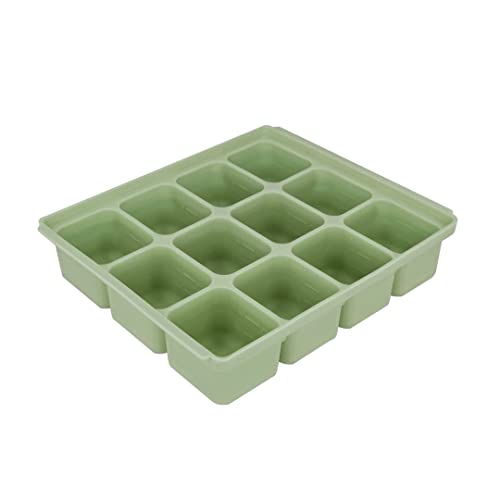 Petinube Silicone Freezer Tray, Baby Food Storage Cubes With Clip-On Lid, Freeze Baby Food, Soups, Purees, Ice, Easy And Safe Design, Made In Korea (12Cubes 1.5Oz, Celadon Green) #TOP2
