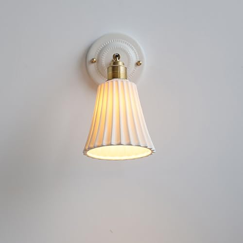 Applique murale moderne en céramique blanche LED orientable pour lecture et salon contemporain